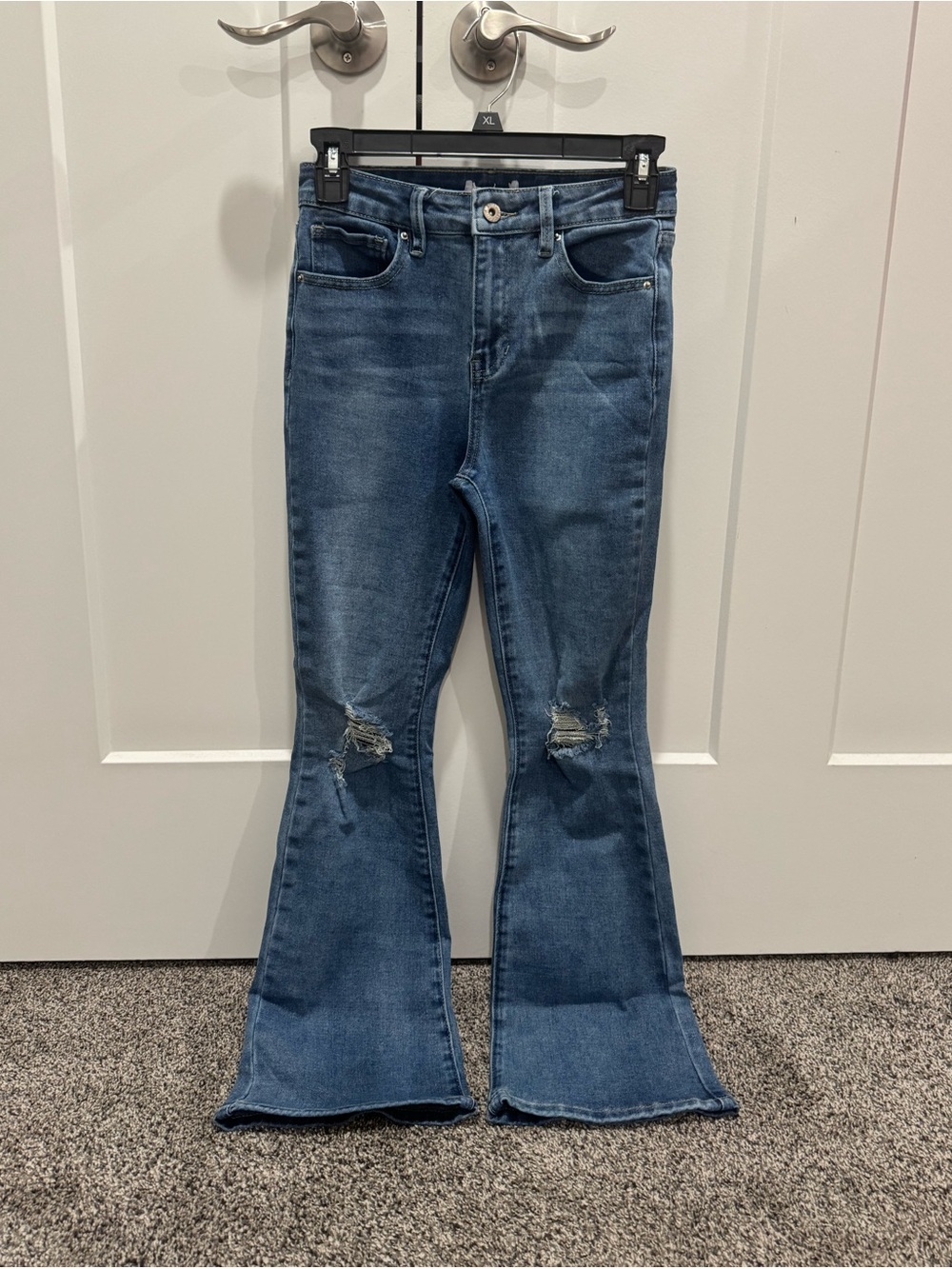 Girls YMI Blue Flared Ripped Jeans